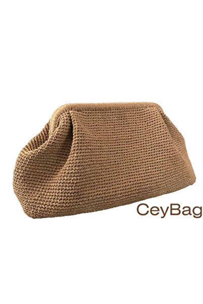 CEYBAG Kadın Hasır Örgü Clutch El Çantası