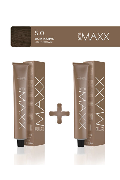 MAXX DELUXE 2'li Tüp Saç Boyası 60 ml 5.0 Açık Kahve