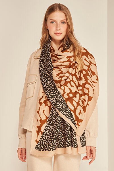 Axesoire 13955 Şal bej cu imprimeu leopard