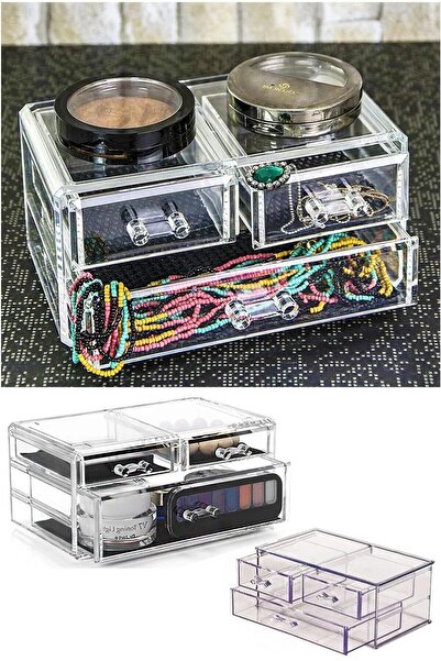 Eynel Çekmeceli Kozmetik Malzeme Organizeri Büyük Kristal Makyaj Masa Organiz...