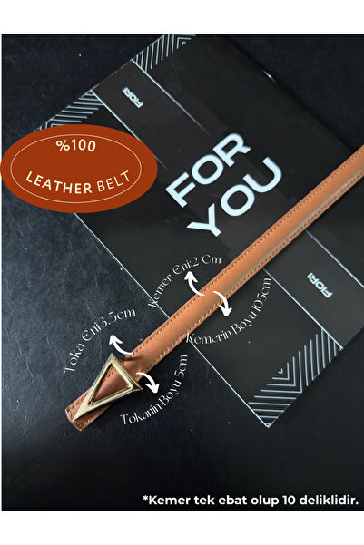 Fiori Curea pentru pantaloni pentru femei basic din piele naturală cu cataram...