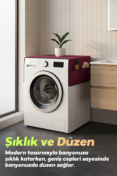 Palm Design Washing Machine Cover 4 Pockets Bathroom Organizer Organizer Refrigerator Cover Storage Storage Bag