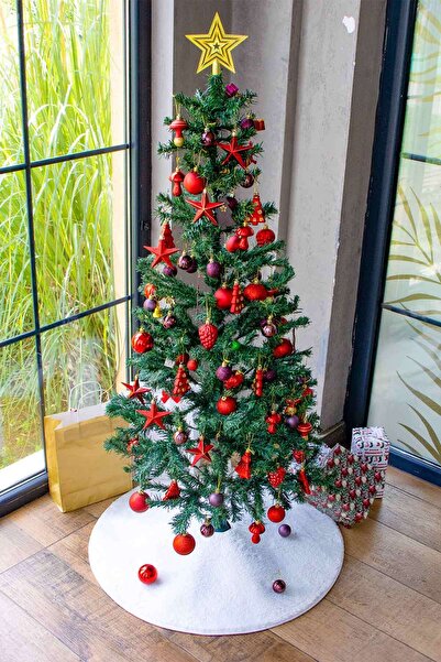 Aden Beyaz Tavşan Tüyü Yılbaşı Ağacı Altı Halısı | Yumuşak Dokulu Çam Ağacı Eteği Halısı | GYA0305