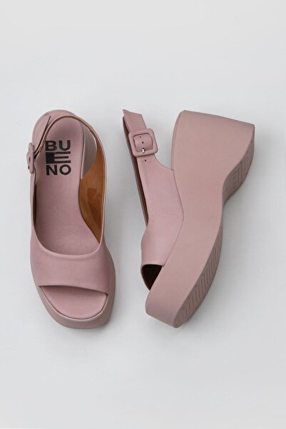 Bueno Shoes Γυναικεία δερμάτινα πέδιλα με τακούνι σε χρώμα Dusty Rose 01wy9002
