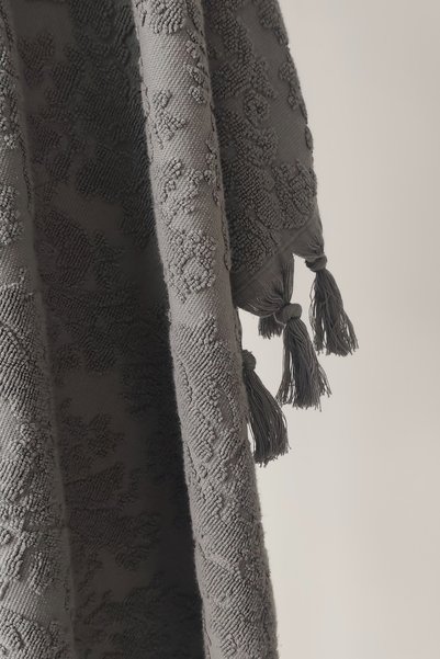 Sevim Authentic Fringed Anthracite Hand Towel 50X90 cm - 100% Cotton - Soft and Water Absorbent