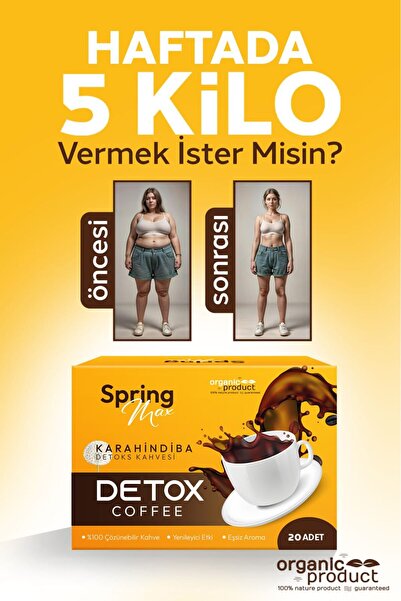 SPRİNGMAX Zayıflamak Karahindiba Etkili Yöntem Collogen Coffe Detox Hindiba Diyet Kahve (20ŞASE)