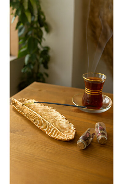 Home Altın Renk Tüy Şeklinde Dekoratif Tütsülük