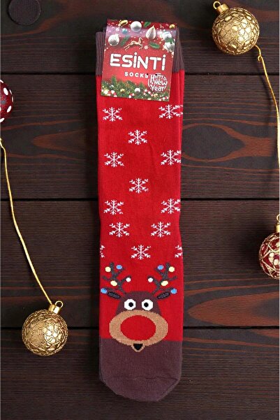 Esinti Unisex Christmas Socks Colorful Patterned Gift New Year Men Women Long Socks Single