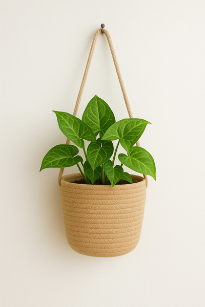 ÖRGÜM Basket Decorative Wall Basket Multi-Purpose Organizer 15X15 cm Plant No...