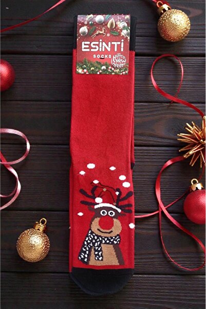 Esinti Unisex Christmas Socks Colorful Patterned Gift New Year Men Women Long Socks Single