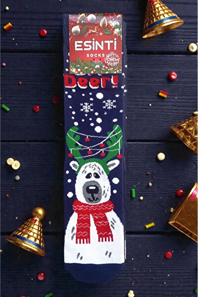 Esinti Unisex Christmas Socks Colorful Patterned Gift New Year Men Women Long Socks Single