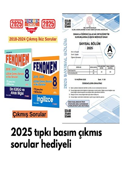 Fenomen Yayıncılık 2025 8.sınıf İngilizce-Din Kültürü 2018-2024 Lgs De Çıkmış...