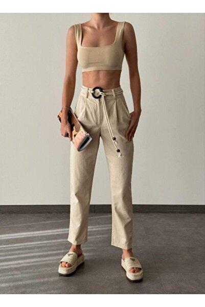 Ecenin Favorileri Pantaloni scurti de damă, 100% bumbac, cu centură, cu picio...