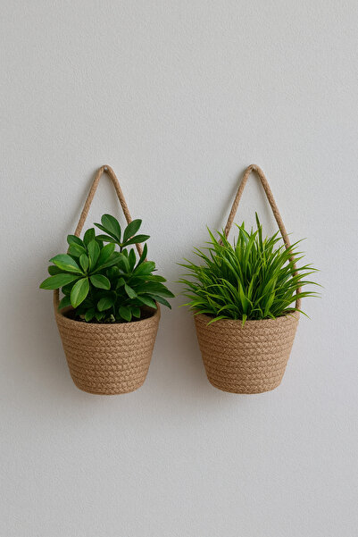 ÖRGÜM Sepet Dekoratif Mini 2'Li Sepet Yapay Çiçek Sepeti BİTKİLER VE ASMA APARATLARI DAHİL DEĞİLDİR