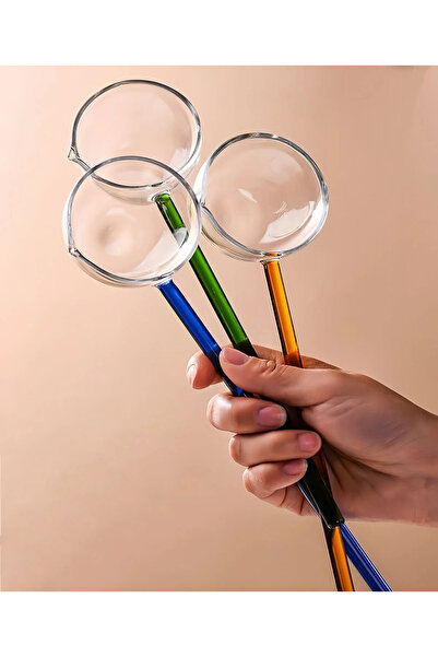 AENLINE HOME Cam Uzun Saplı Yağ ve Sos Dökücü – Şeffaf Yuvarlak Başlık, Yeşil Sap – Isıya Dayanıklı Servis Kaşığı