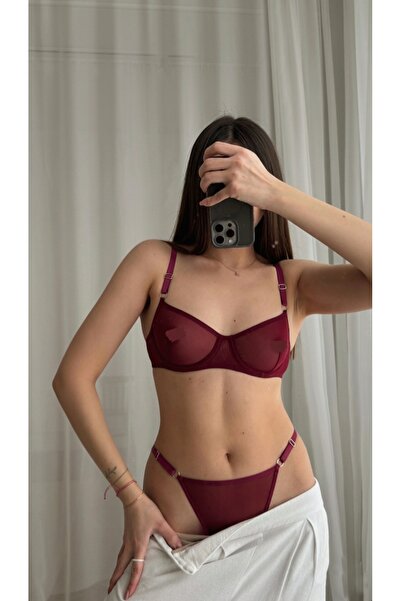 La Linaa Kadın Tül Tanga Külotlu Sütyen Takım