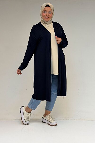 eslamood 43008 Plus Size Combed Cotton Jacket - Navy Blue