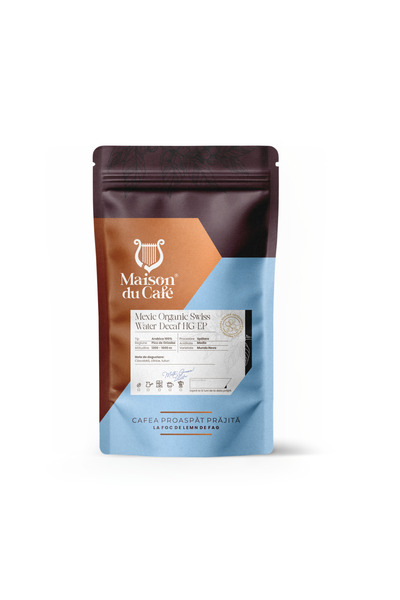 Maison du Cafe Boabe de cafea proaspăt prăjite, Mexic Swiss Water Decaf HG EP 100% Arabica Decofeinizată 250 g