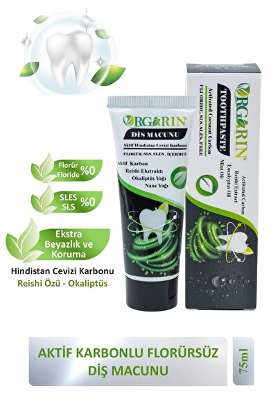 Orgarin Aktif Karbonlu Florürsüz Diş Macunu 75 ml