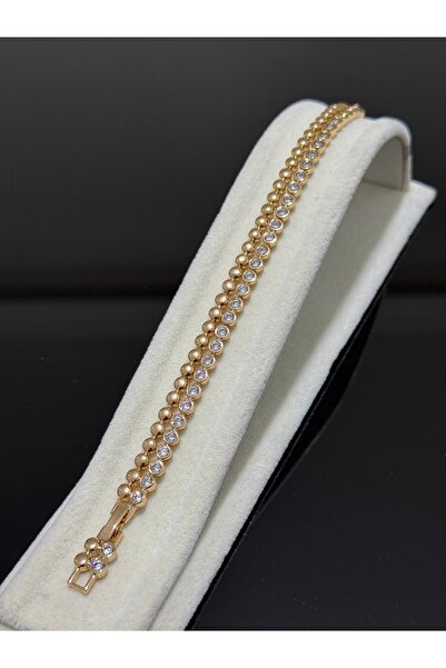 XUPING JEWELRY 316L Altın Kaplama Ikili Taşlı Su Yolu Bileklik