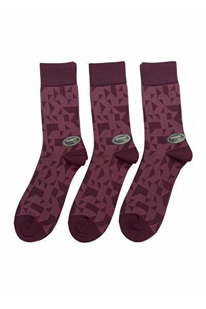Pierre Lines 3 Pairs of Bamboo Men's Premium Socks (Burgundy)