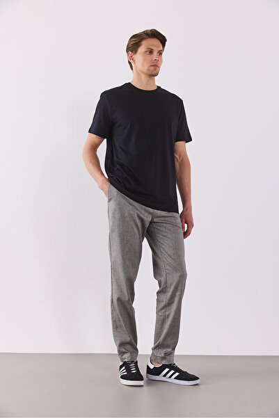 VENA Чоловічі штани-чіно з еластичним поясом, суміш льону - чорні