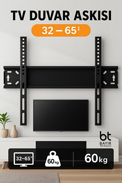 bt bayır teknoloji Tüm Markalar Ile Uyumlu Televizyon Duvar Asma Aparatı 37”-40”-50”-55”-65” Inç Arası