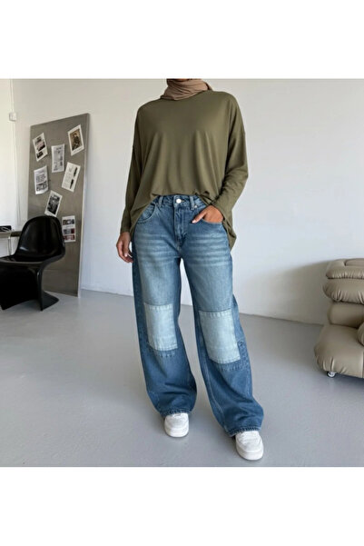 BİLBEC JEANS Braga Mavi Patch Yamalı Baggy Jean Unisex