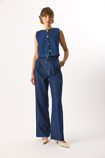 VENA Широкі штани Chloe темно-синього кольору, 100% бавовна, джинсові штани-п...