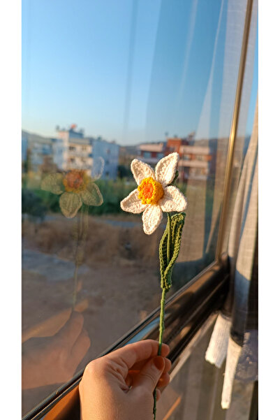 DelinaFrida Takı Hediye زهرة النرجس البري المحبوكة يدويًا، زهرة عطرة، هدية ال...