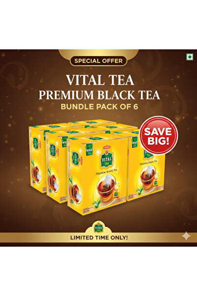 vital tea (6 Packs) Premium Black Tea (100 Tea Bags Box)