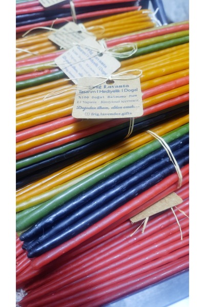 FRİG LAVANTA TASARIM HEDİYELİK Balmumu İnce Ritüel Mum 50 Adet 5 Renk - Dilek...