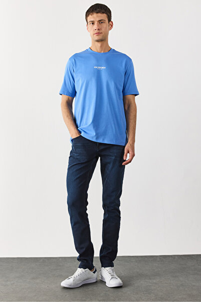 VENA Men's Edward Blue Black Slim Straight Jeans - Blue Black