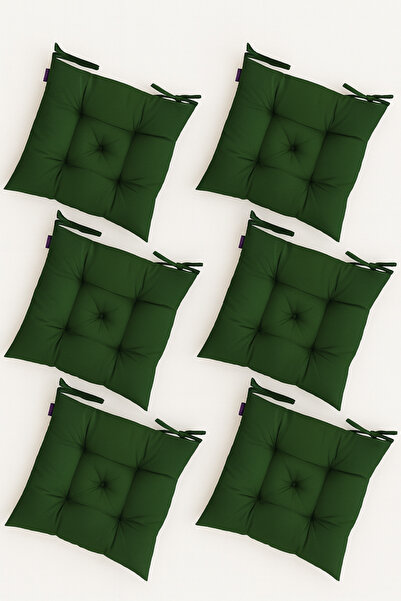 TicaretJet 6' Li Takım Pofidik Kare Haki Sandalye Minderi 40x40cm