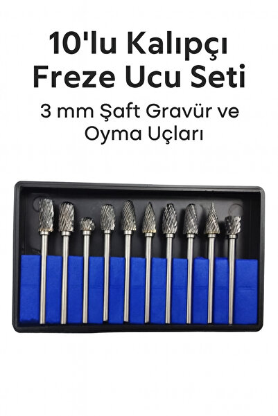 Genel Markalar 10’lu Kalıpçı Freze Ucu Seti – Metal Ahşap Plastik İşleme 3 mm Şaft Gravür ve Oyma Ucu