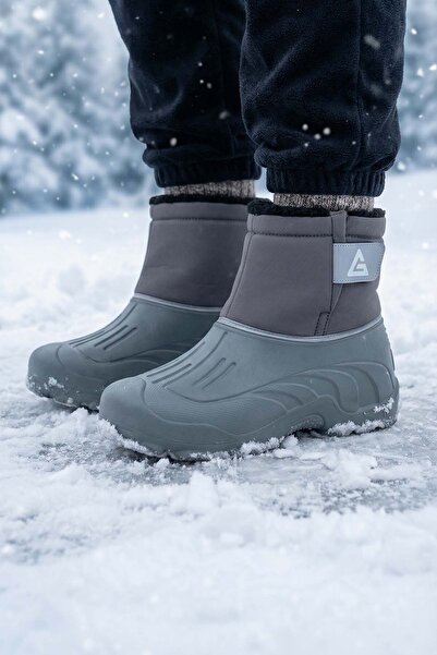 GEZER Men's Winter Plush-Lined Waterproof Single Velcro Adjustable Ankle Strap Comfortable Sole Daily Wear