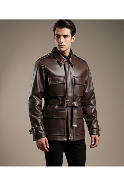 LWL KEMERLİ DERİ PARKA CEKET