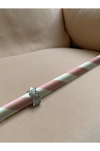 Xui Halka Gümüş Renk Parlak Taş Detaylı Çelik Tragus/Kıkırdak Küpe Piercing F...