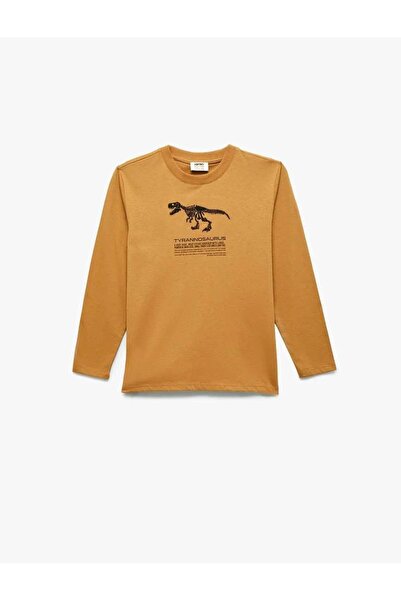 Koton Tricou din bumbac cu mânecă lungă cu imprimeu dinozaur