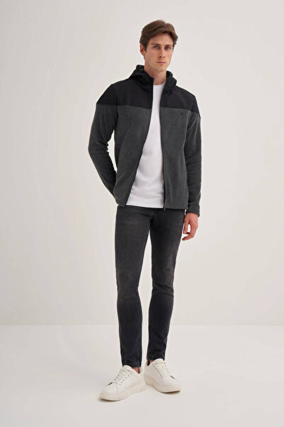 Cazador Hooded Collar Anthracite Men's Cardigan 56390