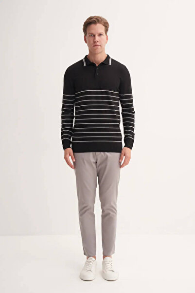 Cazador Pulover cu guler polo cu textura din viscoză slim fit, cu detaliu de linie de bază