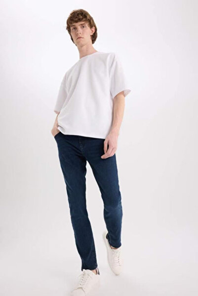 DeFacto Pantaloni de blugi pentru bărbați Carlo Skinny Fit, albastru închis, ...