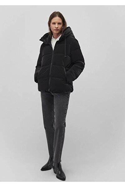 Mavi Women's Hooded Puffer Jacket - Black