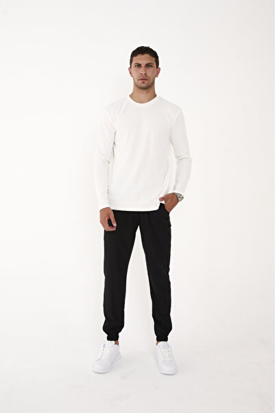 trender سترة رجالية بياقة دائرية من نسيج الوافل بلون إكرو 5073-2