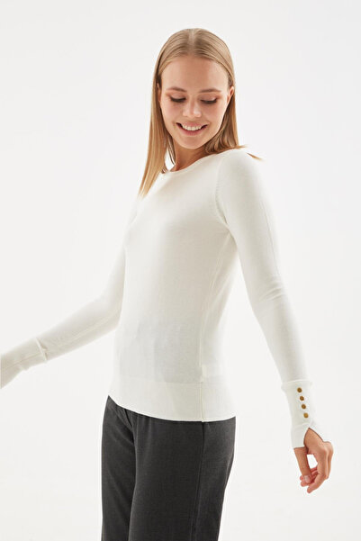 Fashion Friends سترة نسائية بياقة دائرية بلون إكرو 25K0023K1