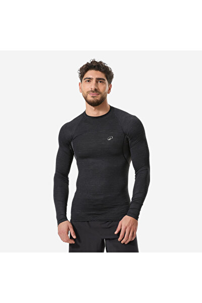 Decathlon Erkek Slim Fit Uzun Kollu UV Korumalı Tişört - Siyah - 900