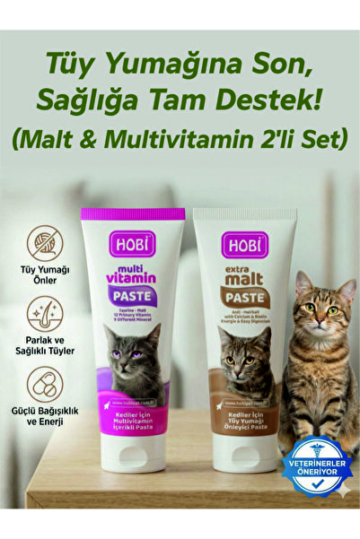 Marketis Hobi Extra Kedi Sağlık & Tüy Bakım Seti (Malt & Multivitamin)