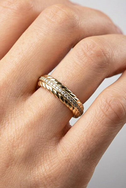 Modacaprea Xuping 14K Ayarlanabilir V Taşlı Kadın Yüzük – Kararmaz Altın Renk...