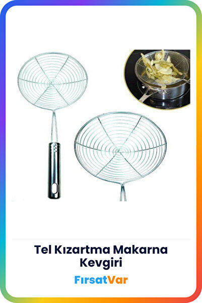 FırsatVar مصفاة من الفولاذ المقاوم للصدأ - مصفاة مطبخ بمقبض طويل وسلة واسعة |...