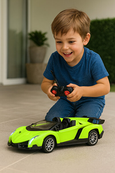 Bebelul Masinuta sport RC 1:18 VERDE cu lumini si roti cauciuc